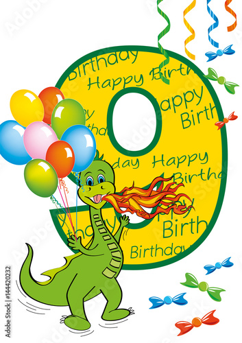 Buon Compleanno Bambino Numero 9 Con Draghetto Buy This Stock Vector And Explore Similar Vectors At Adobe Stock Adobe Stock