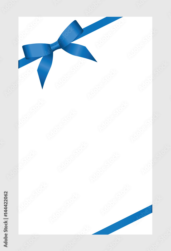 Gift certificate, Gift Card With blue Ribbon And A Bow on white ...
