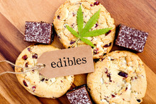 Marijuana - Cannabis - Medicinal Edibles - Cookies & Coconut Brownies, With Tag And Leaf
