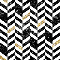 Aufkleber - Seamless Chevron Pattern with Glittering Gold Elements