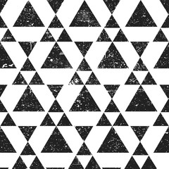 Aufkleber - Black geometric triangle background. Abstract seamless pattern grunge textured.