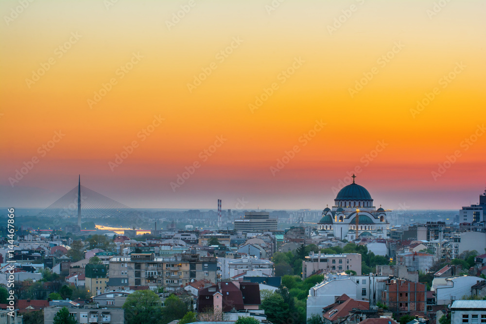 Obraz na płótnie Belgrade panorama with temple of Saint Sava w salonie