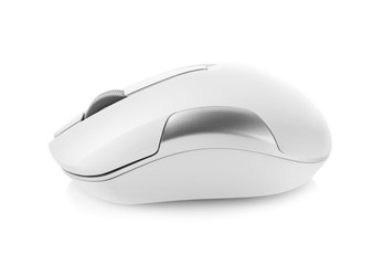 Wall Mural - Wireless computer mouse on white background