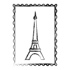 Wall Mural - blurred silhouette frame with eiffel tower vector illustration