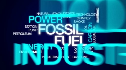 Wall Mural - Fossil fuel animated word cloud, text design animation.