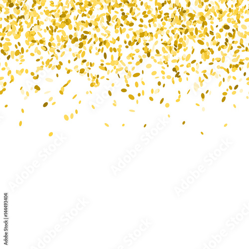 Abstract background with golden confetti. Vector illustration of many