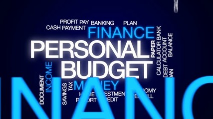 Wall Mural - Personal budget animated word cloud, text design animation.