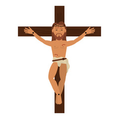 Poster - jesus christ crucifixion cross sacred vector illustration eps 10