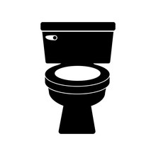 Monochrome Silhouette Of Toilet Front View Vector Illustration
