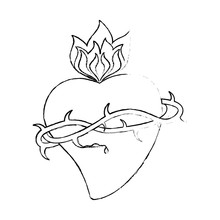 Sacred Heart Crown Thorns Sketch Vector Illustration Eps 10