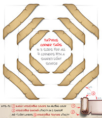 Wall Mural - Papyrus Corner Tags - Four Corners by Three Sizes