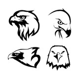 Fototapeta Konie - Vector set of black Eagles head and eagle logo Isolated on white background