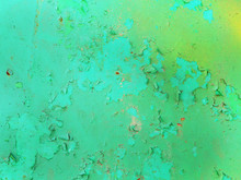 Texture Of Green Peeling Paint.