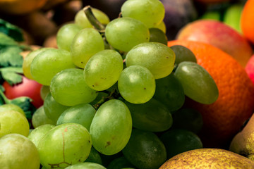 Wall Mural - Green grapes pitted close-up 