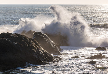 Wall Mural - Rocks of Atlantic OCean seen from ebach in Nevogilde district, Porto, portugal