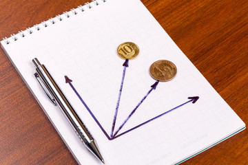 Wall Mural - The graph of growth of the dollar and the ruble