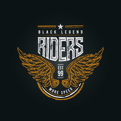 Wall Mural - Black Legend Riders typographic design