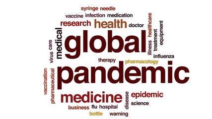 Canvas Print - Global pandemic animated word cloud, text design animation.