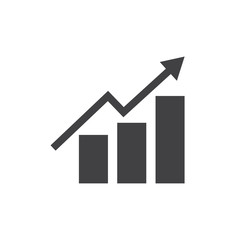 Poster - Growing bar graph icon in black on a white background. Vector illustration
