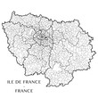 Detailed map of the region of Ile de France, France including all the administrative subdivisions (departments, arrondissements, cantons, and municipalities). Vector illustration