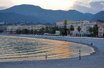 Wall Mural - Menton in the rays of the setting sun, France