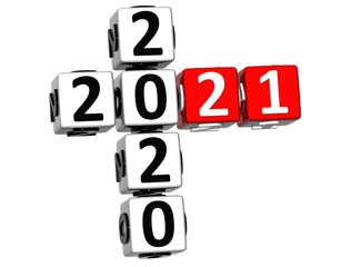 Poster - 3D Happy New Year 2021 Crossword on white background