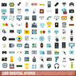 © ylivdesign - 100 digital icons set, flat style