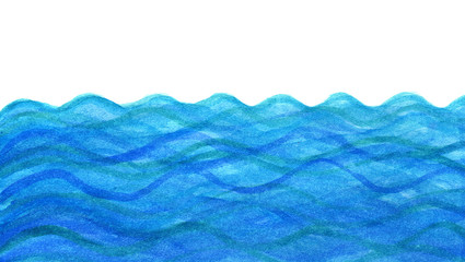 Blue waves in watercolor