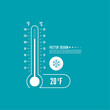 The meteorology thermometer with Celsius and Fahrenheit to measure the temperature of the environment. Vector illustration. Thermometer for heat and cold weather.