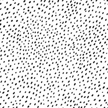 Vector Seamless Pattern. Hand Drawn Spots Texture. Simple Structure. Abstract Background With Many Scattered Pieces. Black And White Design. Cute Illustration For Wallpaper, Wrapping Paper, Textile.