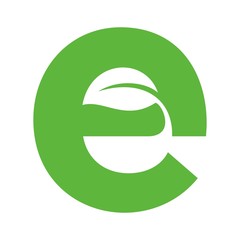Wall Mural - letter e and leaf logo vector.