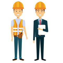 professional construction people characters vector illustration design