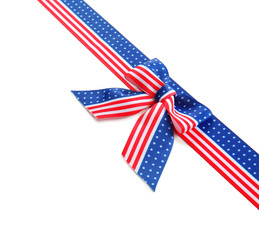 Wall Mural - Ribbon with USA flag on white background