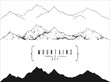 set of hand drawn landscape with moutain peaks: outline, contour and silhouette. template for your design