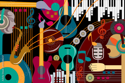 Obrazy Jazz  abstrakcyjne-tlo-kolazu-muzycznego