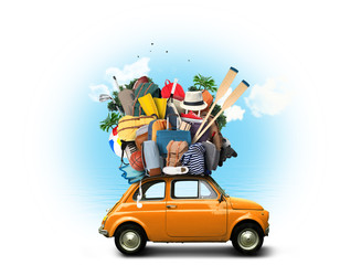 Wall Mural - vacation and travel, a huge pile of things for the holiday