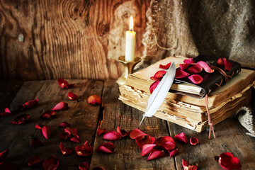 book pen candle romance