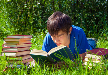 Poster - Young Man read a Book