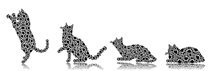 Wall Mural - Silhouettes of cats from the cat tracks