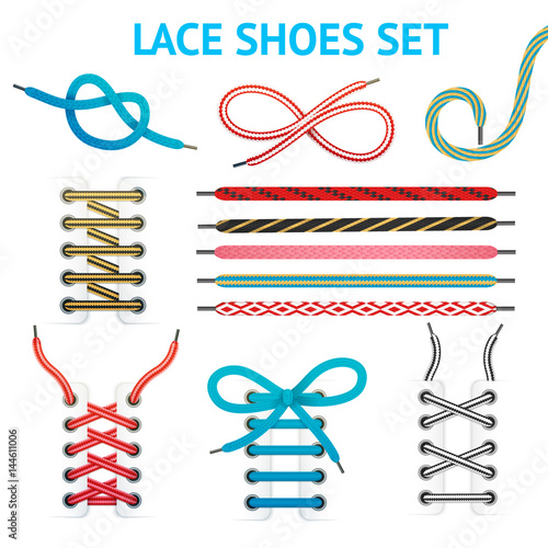 Colorful Shoelace Icon Set Poster Mural XXL