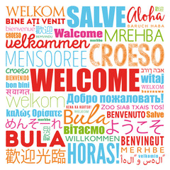 Wall Mural - WELCOME word cloud in different languages, conceptual background