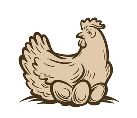 Sticker - vector emblem of chicken