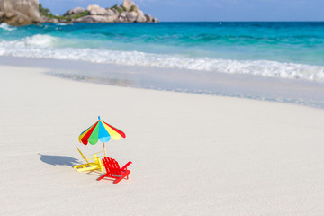 Wall Mural - Two chairs and umbrella on tropical beach Similan Islands Thailand. Paper, handmade.