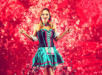 Woman in oktoberfest costume