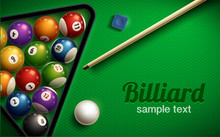 Billiard Table Top View Balls Sport Theme