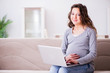 © Elnur - Pregnant woman working on laptop sitting on sofa