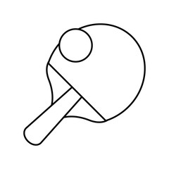 Sticker - ping pong racket and ball outline vector illustration eps 10