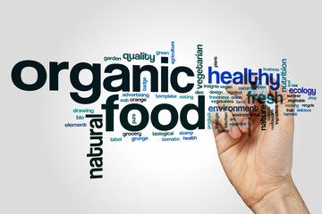 Wall Mural - Organic food word cloud