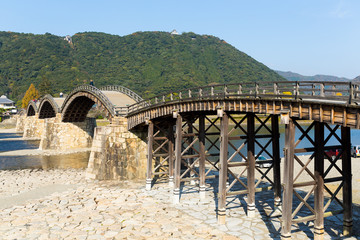 Sticker - Traditional Kintai Bridge , wooden arch bridge