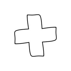 Wall Mural - monochrome hand drawn contour of medical cross vector illustration